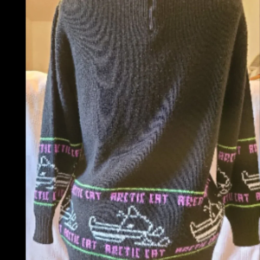 Rare Vintage 60s Arctic Cat Snowmobile Knit Graphic Sweater Shirt Pullover M 38 - Picture 6 of 13